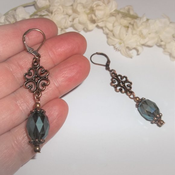 Earrings, Blue Earrings, Copper Earrings Beaded Earrings, Earring Set NWT 7365 - Picture 7 of 9